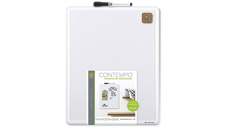 U Brands Contempo Magnetic Dry Erase Board, 11 x 14 Inches, White Frame