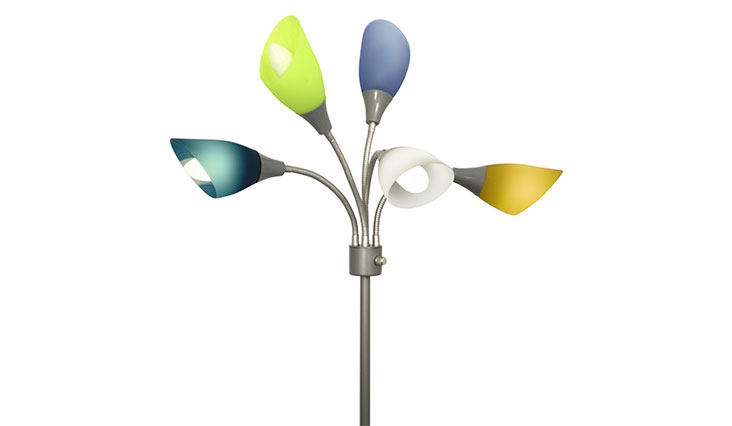 Light Accents Medusa Silver Floor Lamp with Multicolor Acrylic Shades