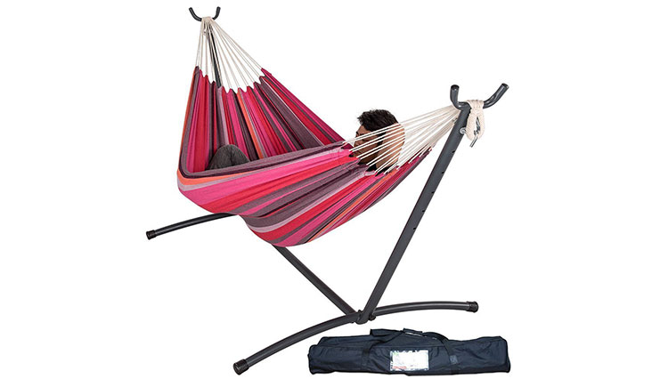 LazyDaze Hammocks Double Hammock, (Cherry Stripe)