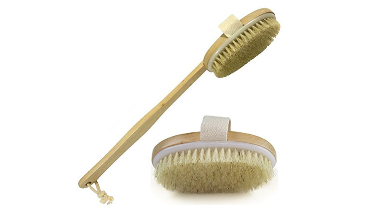 Wholesome Beauty Dry Skin Body Brush with Removable 11-Inch Wood Handle