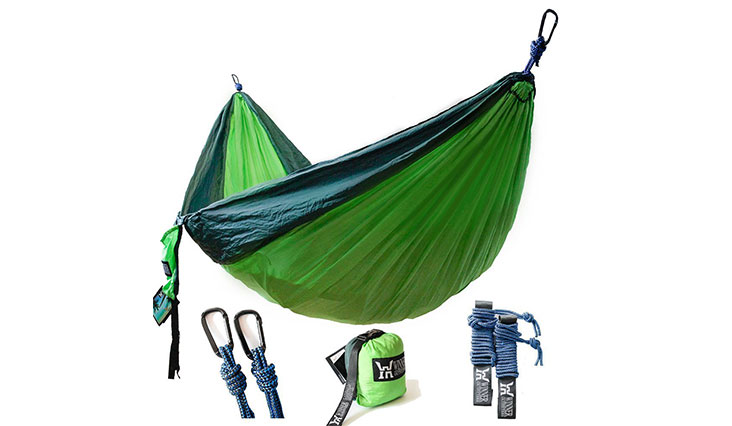 Winner Outfitters Double Camping Hammock, Dark green & green