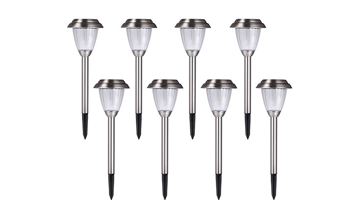 Voona 8-Pack Solar Lights Stainless Steel LED Pathway Landscape lights