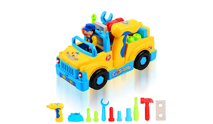QuadPro Truck Take Apart Toys for Boys Girl With Electric Drill and Various Take-A-Part Tools, Lights and Music, Construction Car Stem Toys for Kids