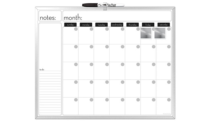 The Board Dudes 16X20-Inches Aluminum Framed Magnetic Dry-Erase Calendar