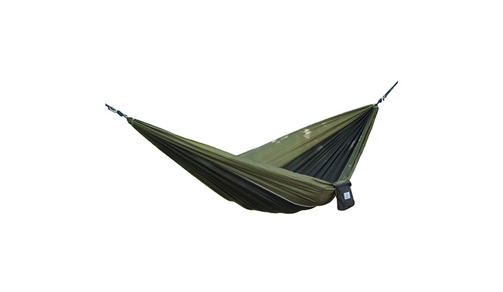 Portable Parachute Nylon Fabric Travel Camping Hammock, Olive & Black