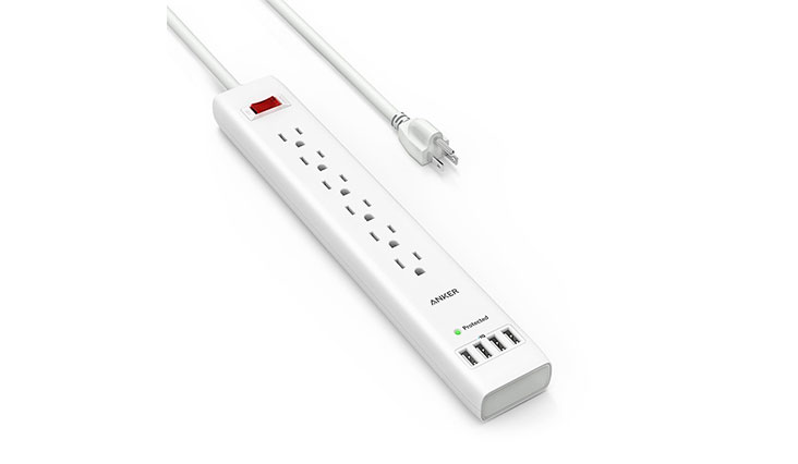 Anker 6 Outlet, 4 USB Port PowerStrip/Surge Protector PowerPort Strip