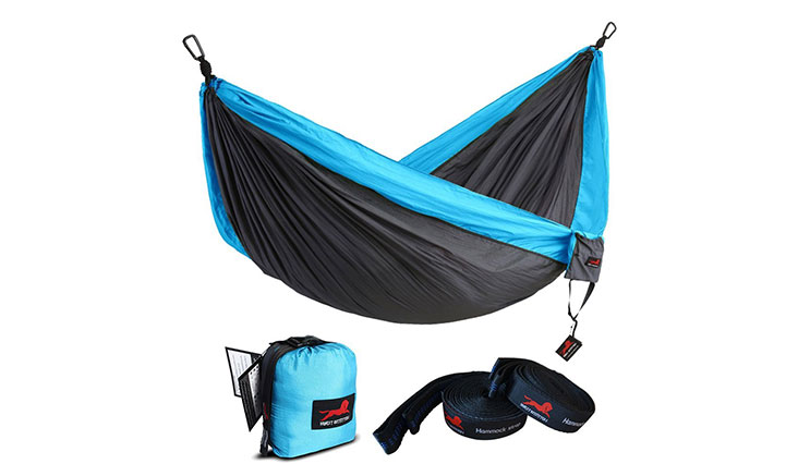 Honest Outfitters Single & Double Camping Hammock, Grey & Blue