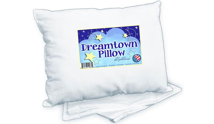 Dreamtown Kids Toddler Pillow With Pillowcase, White, 14x19