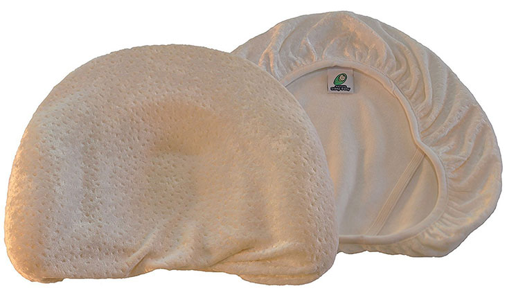 Baby Head Shaping Memory Foam Pillow & Bamboo Pillowcase. KEEP an Infant's head round. Prevent Plagiocephaly or Flat Head Syndrome