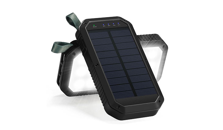 Solar Charger, 8000mAh 3-Port USB and 21LED Light Solar Power Bank Portable Battery Cellphone Charger, Solar Panel for Emergency Outdoor Camping Hiking for IOS and Android cellphones (Black)