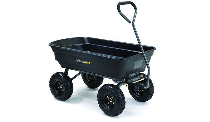 Gorilla Carts Poly Garden Dump Cart with Steel Frame and 10-in. Pneumatic Tires, 600-Pound Capacity, Black