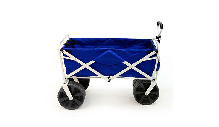 Mac Sports Heavy Duty Collapsible Folding All Terrain Utility Beach Wagon Cart, Blue/White