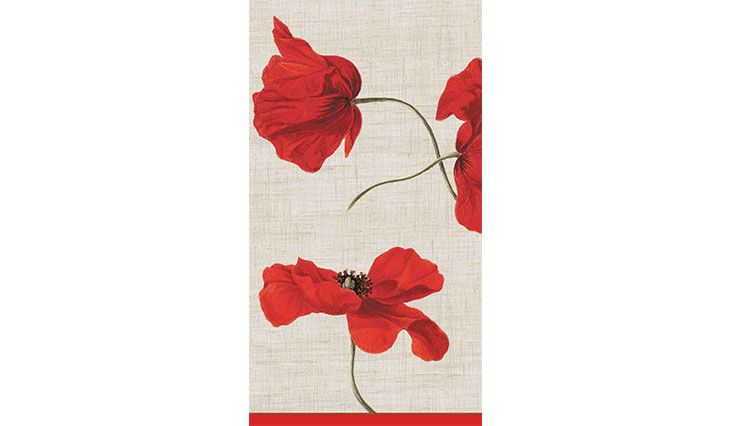 Entertaining with Caspari Dancing Poppies Paper Guest Towels, Ivory, Pack of 15