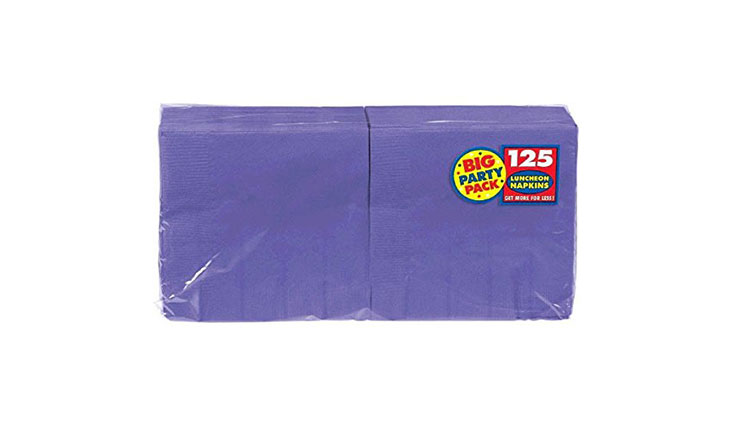 New Purple Big Party Pack - Lunch Napkins, 125 Count, 13in X 13in, 2 ply