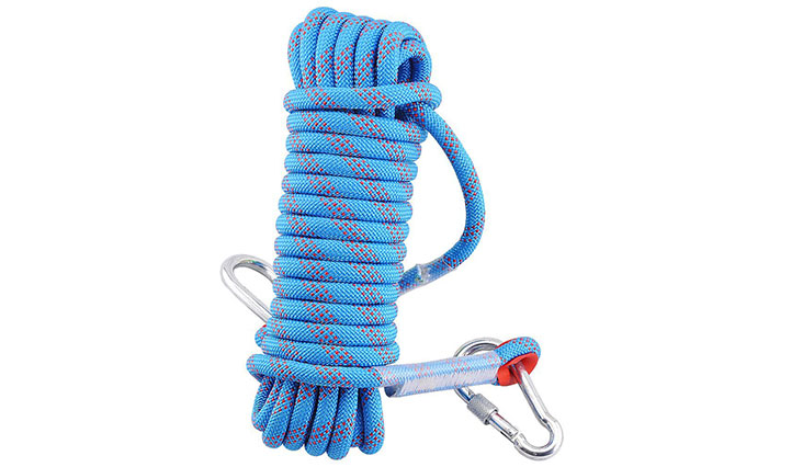 Professional Outdoor Rock Climbing Safety Rope, Diameter 12 mm, 3.3KN Pull High Strength Accessory Cord Climbing Equipment Rope With 2 Hooks for Fire Rescue, Hiking, mountaineering