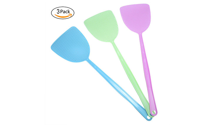 CHASOEA Fly Swatter Manual Swat Pest Control with 17.5'' More Thicker Durable Long Handle Sweet-Color 3-pack