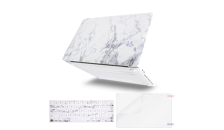 Mosiso MacBook Pro 13 Case 2017 & 2016 Release A1706/A1708, Plastic Pattern Hard Case Shell with Keyboard Cover with Screen Protector for Newest MacBook Pro 13 Inch, White Marble