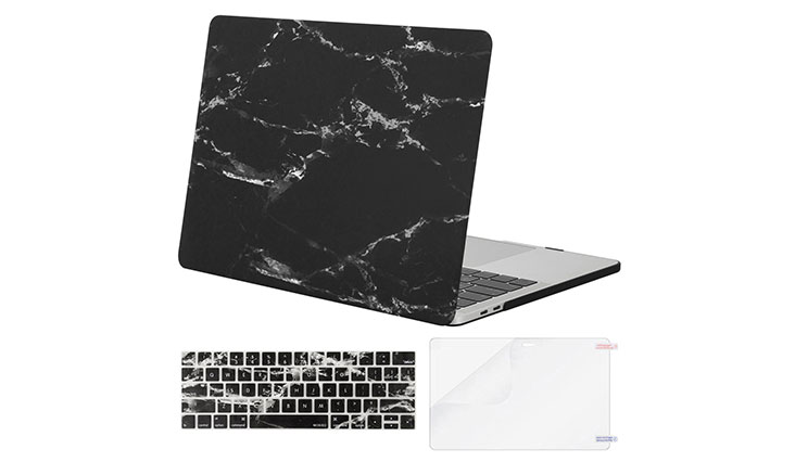 Mosiso MacBook Pro 13 Case 2017 & 2016 Release A1706 / A1708, Plastic Pattern Hard Case Shell with Keyboard Cover with Screen Protector for Newest MacBook Pro 13 Inch, Black Marble