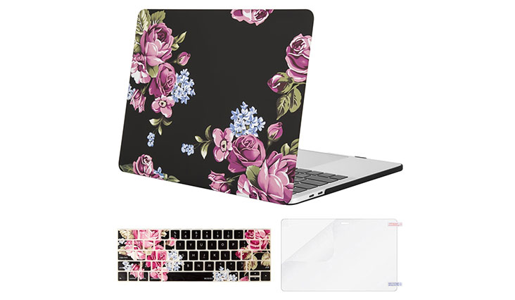 Mosiso MacBook Pro 13 Case 2017 & 2016 Release A1706/A1708, Plastic Pattern Hard Case Shell with Keyboard Cover with Screen Protector for Newest MacBook Pro 13 Inch, Peony