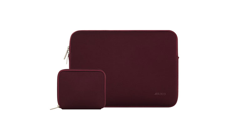 Mosiso Water Repellent Lycra Sleeve Bag Cover for 13-13.3 Inch Laptop with Small Case for MacBook Charger, Wine Red 4.5 out of 5 