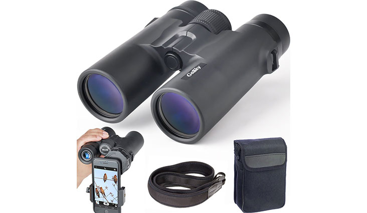 Gosky 10x42 Binoculars for Adults, Compact HD Professional Binoculars for Bird Watching Travel Stargazing Hunting Concerts Sports-BAK4 Prism FMC Lens-With Phone Mount Strap Carrying Bag