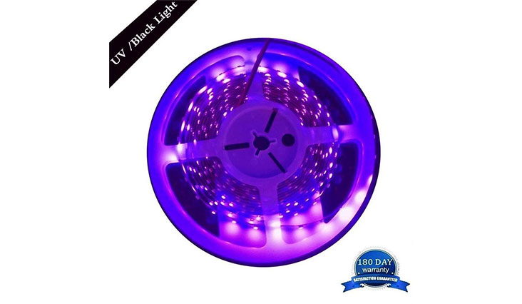 AMARS 5M/16.4ft 3528 SMD Blacklight UV/Ultraviolet 395nm-405nm LED Light Strip Fixtures DC 12V 60leds/m 300 LED Purple Light Bulb Lighting