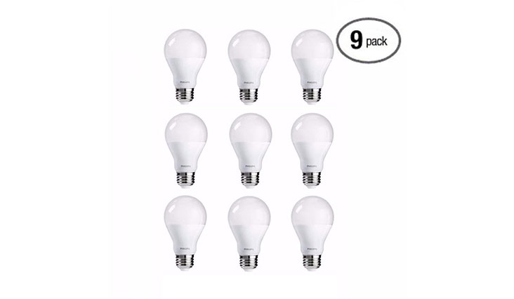 Philips LED Bulb 9 Pack, 60 Watt Equivalent, Soft White (2700K) A19 Dimmable, Medium Screw Base
