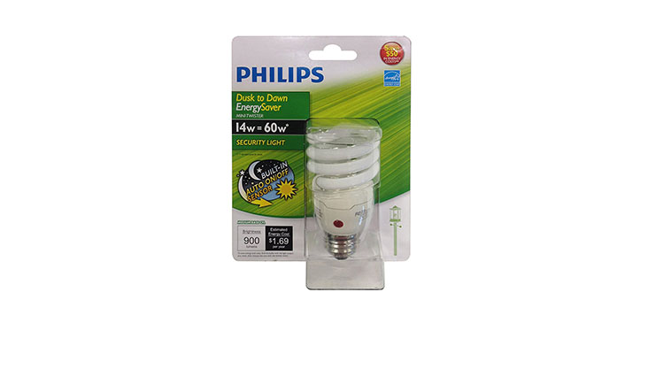 Philips 405852 Energy Saver Compact Fluorescent Dusk-to-Dawn 14-Watt Twister Light Bulb