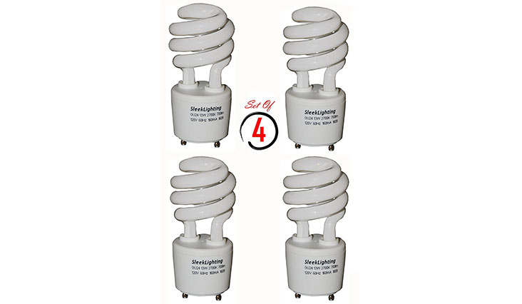 SleekLighting 13Watt T2 Spiral CFL GU24 Light Bulb Base 2700K 700lm ,Compact Fluorescent - 4pack