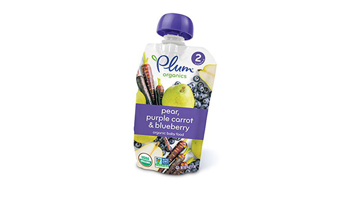 Plum Organics Stage 2, Organic Baby Food, Pear, Purple Carrot and Blueberry, 4 ounce pouch (Pack of 12)