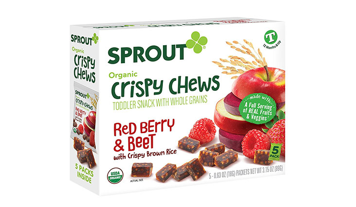 Sprout Organic Baby Food, Sprout Crispy Chews Organic Toddler Snacks, Red Berry & Beet Crispy Chews Fruit Snack, 0.63 Ounce (Box of 5), Gluten Free, Made with Whole Grains and Real Fruits & Vegetables  Sprout