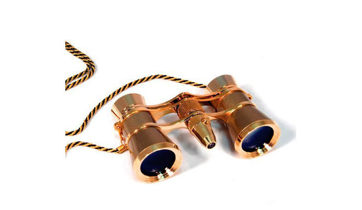 Levenhuk Broadway 325F Opera Glasses (gold, with LED light and chain), 3x, with accessory kit