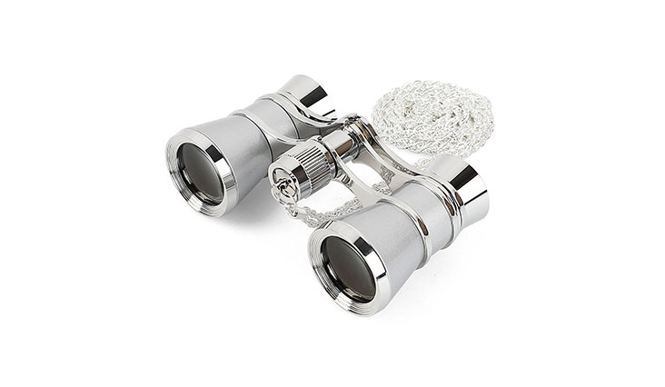 Aomekie 3X25 Theater Opera Glasses Binoculars for Musical Concert (Silver, with Chain)