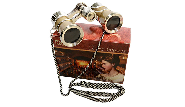 3 x 25 Opera Glasses Platinum with Crystal Clear Optic (CCO) and Silver Trim w/ Necklace Chain by HQRP