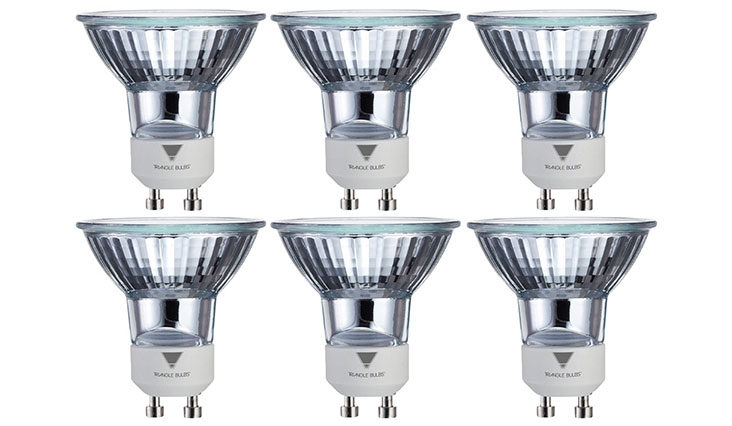Triangle Bulbs T10293-6 (6 pack) - 50 Watt, GU10 Base, 120 Volt, MR16 With UV Glass Cover, Halogen Flood Light Bulb, Q50MR16/FL/GU10, 6 Pack