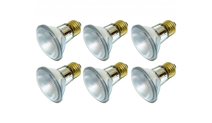  (Pack Of 6) 39PAR20/FL 120V - 39 Watt High Output (50W Replacement) PAR20 Narrow Flood - 120 Volt Halogen Light Bulbs