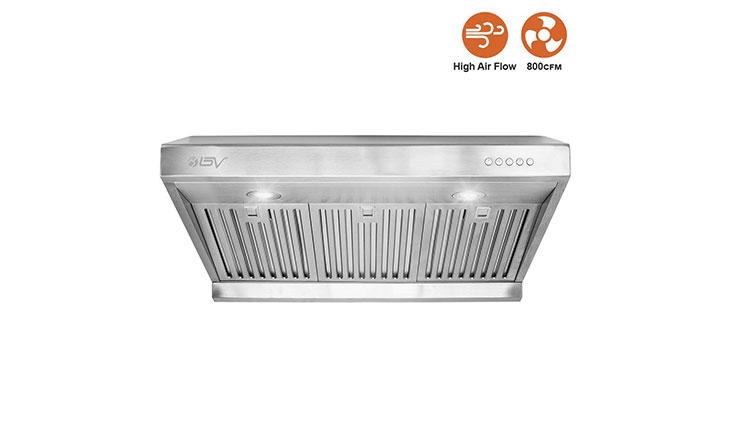 BV Stainless Steel 30" Under Cabinet High Airflow (800 CFM) Ducted Range Hood with LED Lights