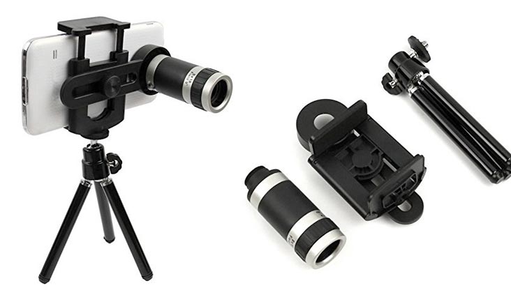 Efanr 8X Zoom Magnifier Optical Telescope Mobile Phone Camera Lens with Retractable Mini Tripod Mount Stand Holder for all Smartphones