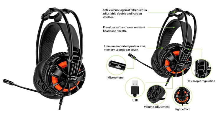 Surround Sound Gaming Headphone with Microphone for PC/ Desktop