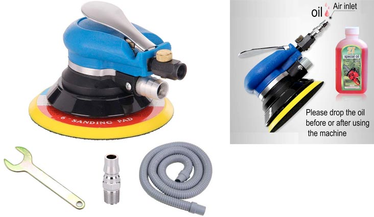 6" Air Random Orbital Sander, Dual Action Pneumatic Orbit Polisher Pro Grinding Sanding Tools with Vacuuming(Needed Air Compressor)