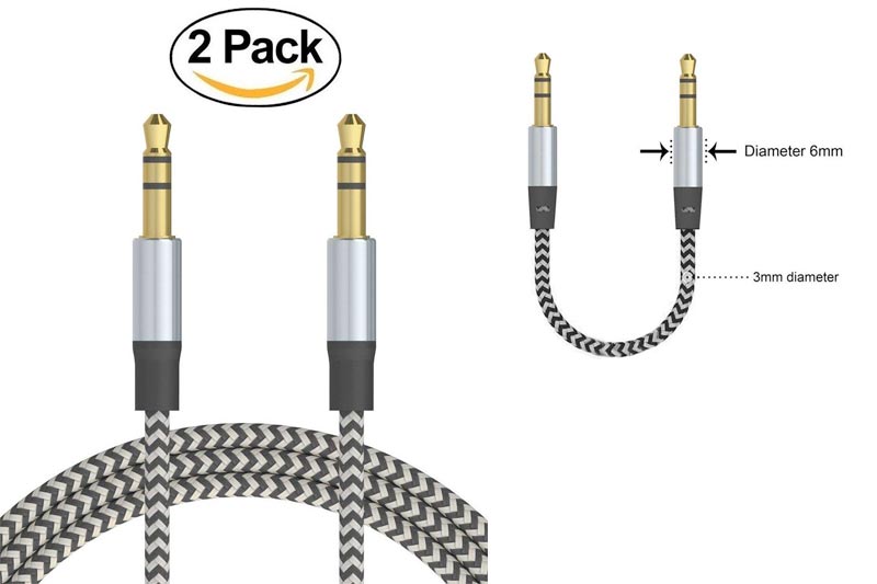3.5mm(1/8 inch) Nylon Braided Male To Male Premium Audio Cable / Auxiliary Cable / Aux Cord for Smartphones, Headphones, iPods, iPhones, iPads, Car Stereos / Home and More