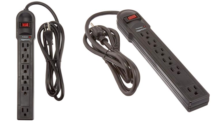 6-Outlet Surge Protector Power Strip, 790 Joule - Black