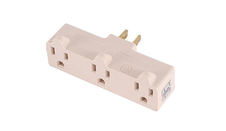 Heavy Duty 3-Grounded Outlet Adapter, Light Almond