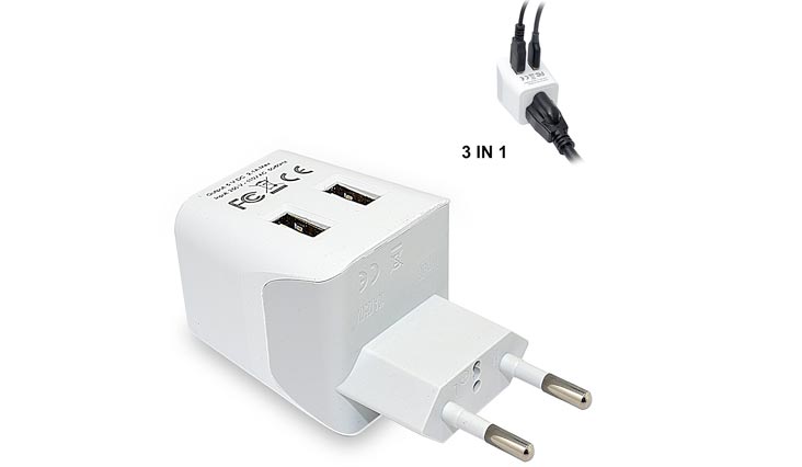 Ceptics CTU-9C USA to Most of Europe Travel Adapter Plug With Dual USB - Type C - Ultra Compact