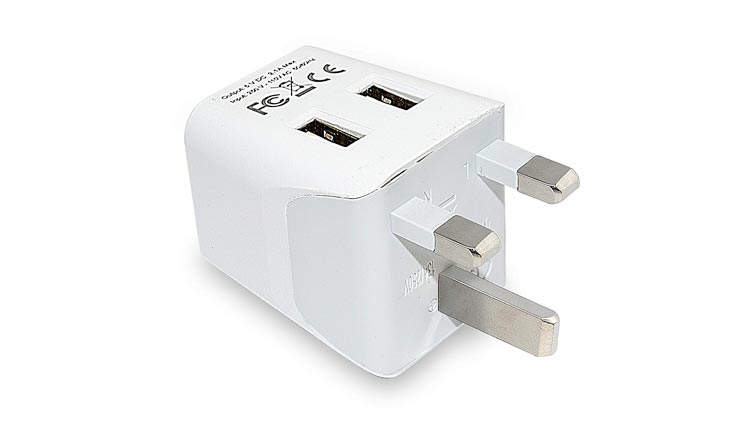Ceptics CTU-7 USA to UK, Hong Kong Travel Adapter Plug With Dual USB - Type G - Ultra Compact