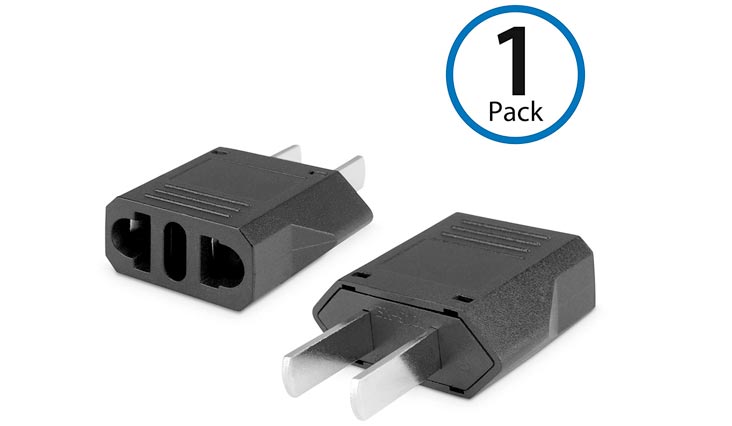 European to American Outlet Plug Adapter,Black,Euro to US Adapter - Type B