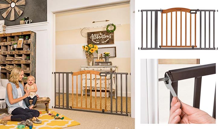 Summer Infant Decorative Wood & Metal 5 Foot Pressure Mounted Gate, Brown/Black