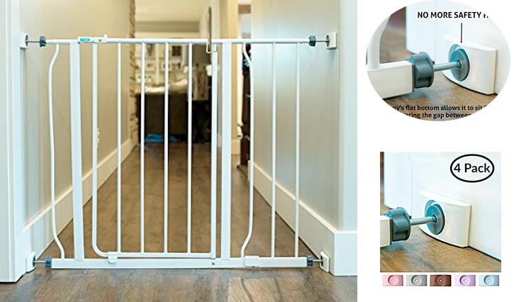 Wall Nanny - Baby Gate Wall Protector (4 Pack - Made in USA) Protect Walls & Doorways from Pet & Dog Gates - for Child Pressure Mounted Stair Safety Gate - No Safety Hazard on Bottom Spindles - Saver