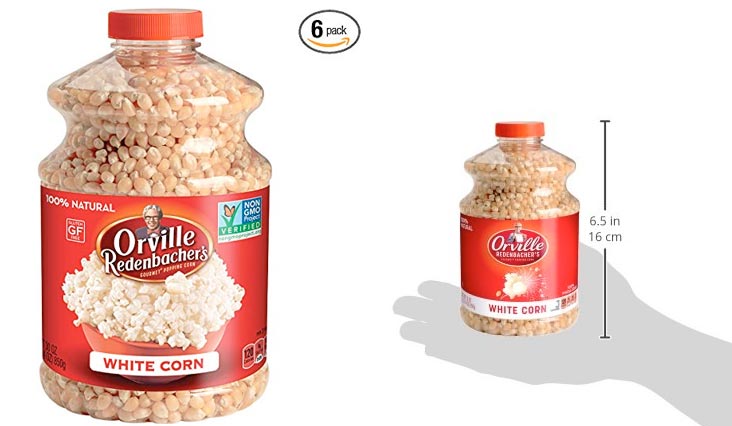 Orville Redenbacher's Gourmet Popcorn Kernels, White Corn, 30 oz Each (Pack of 6)