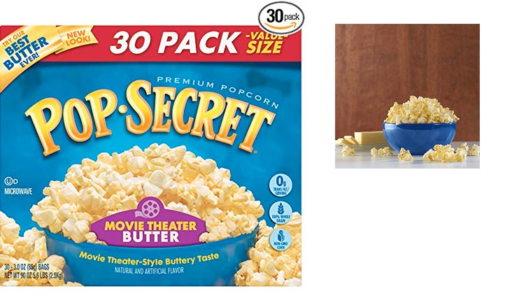 Pop Secret Popcorn, Movie Theater Butter, 3 Ounce Microwave Bags, 30 Count